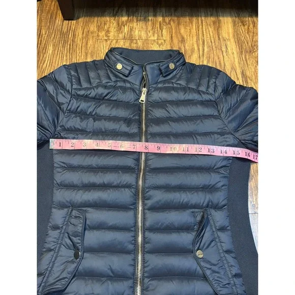Zara Lightweight Packable Puffer Down Jacket Quilted Navy Blue Size S Duck - Picture 2 of 10